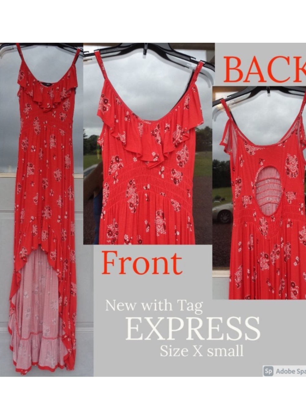 EXPRESS dress cut out high low w/ ruffle floral handkerchief print XS